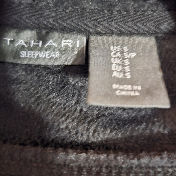 Tahari Cozy Black Velour Longline Long Hoodie Sleepwear Small - Picture 13 of 13